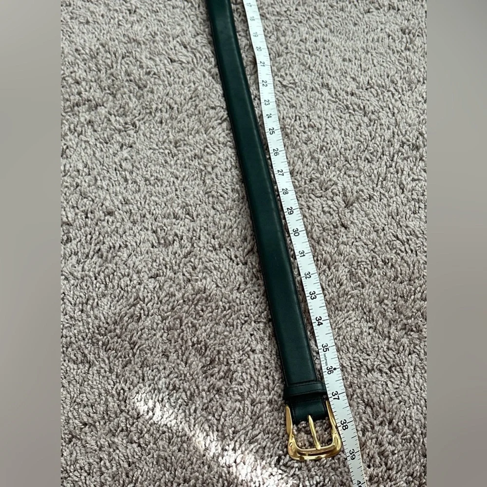 Elegant Green Genuine Leather Belt with Gold Buckle Size Large
